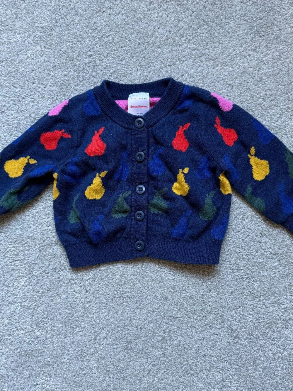 Hanna Andersson Pear Cardigan 100% Cotton Size 3-6 months